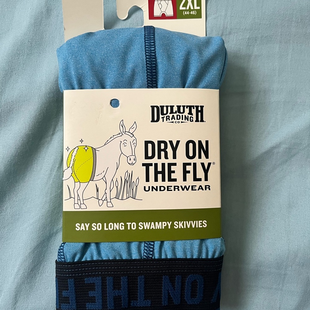 Duluth Trading Co Dry on the Fly: Azure Blue Men's Underwear 2XL
